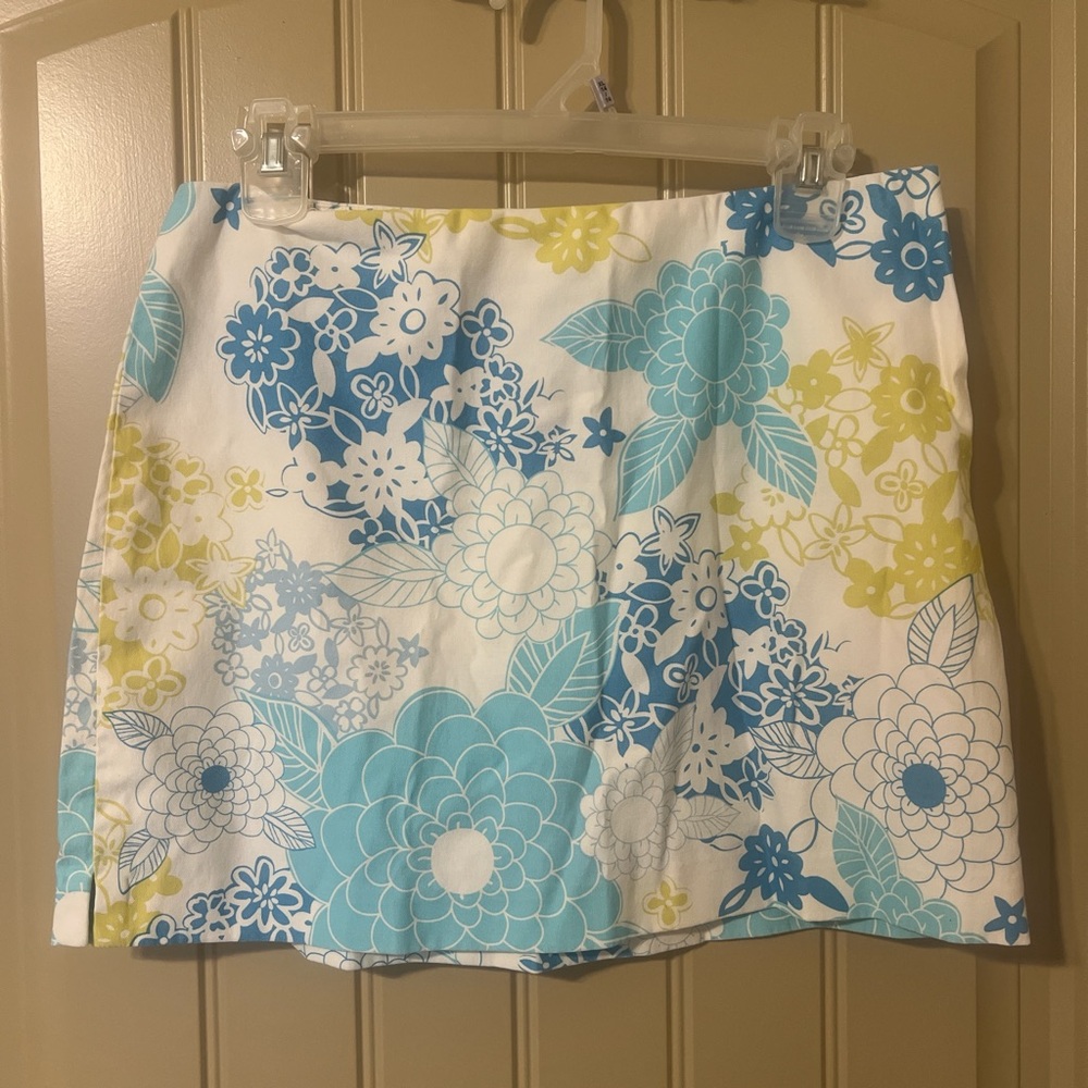 Express Floral Mini Skirt in Blue and Yellow